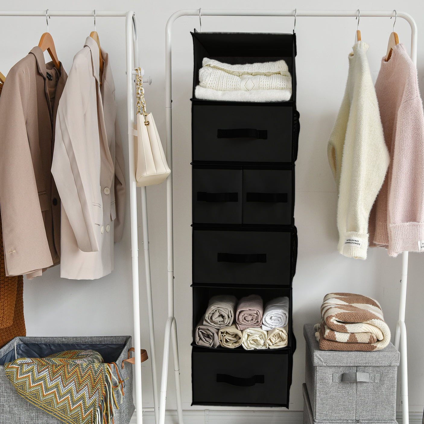 6-Shelf Hanging Closet Organizer with Drawers