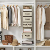 Hanging Closet Organizer, 5 Drawers, 6 Shelves, 6 Pockets, Beige
