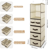 Hanging Closet Organizer, 5 Drawers, 6 Shelves, 6 Pockets, Beige