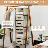 Hanging Closet Organizer, 5 Drawers, 6 Shelves, 6 Pockets, Beige