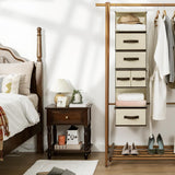 Hanging Closet Organizer, 5 Drawers, 6 Shelves, 6 Pockets, Beige