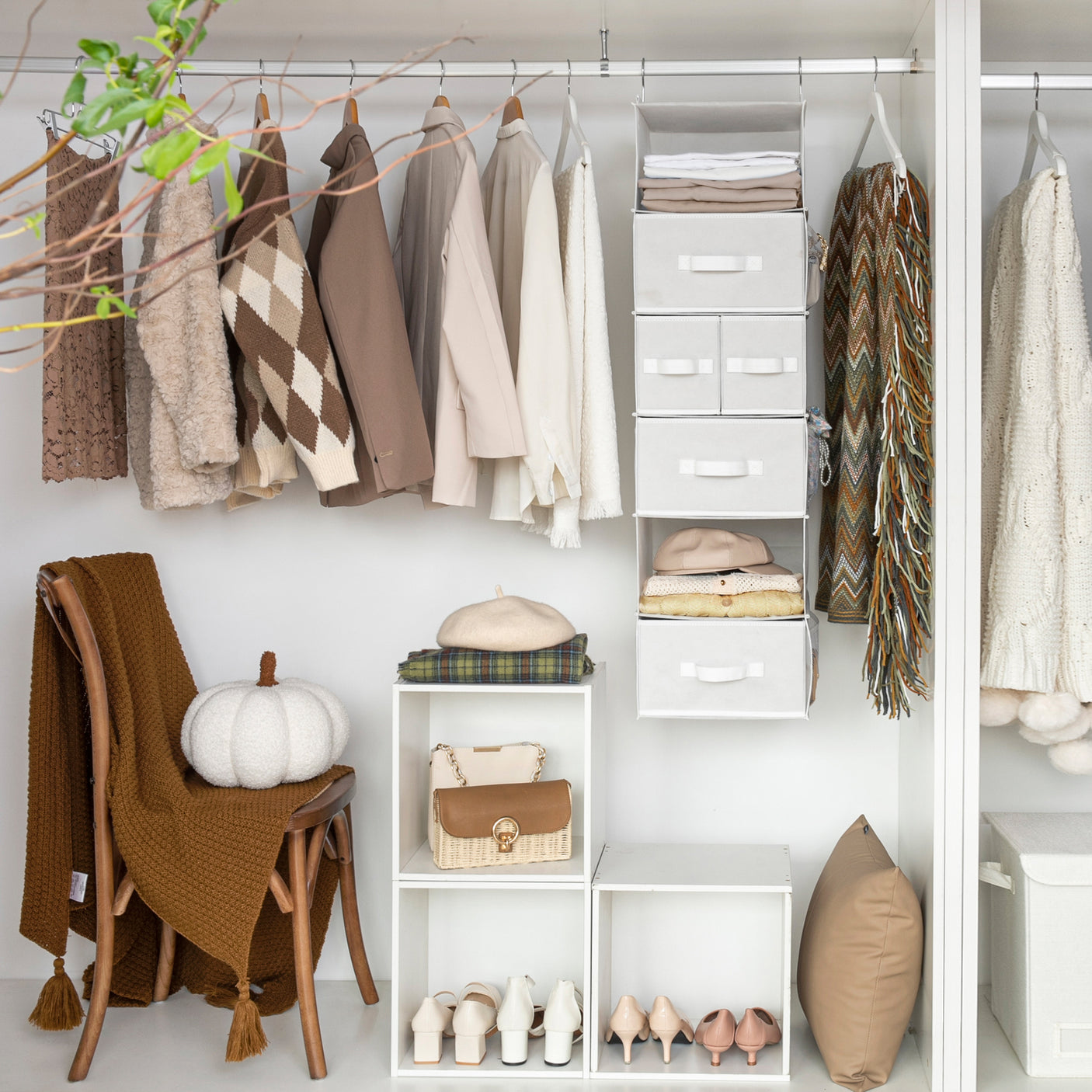 6-Shelf Hanging Closet Organizer with Drawers