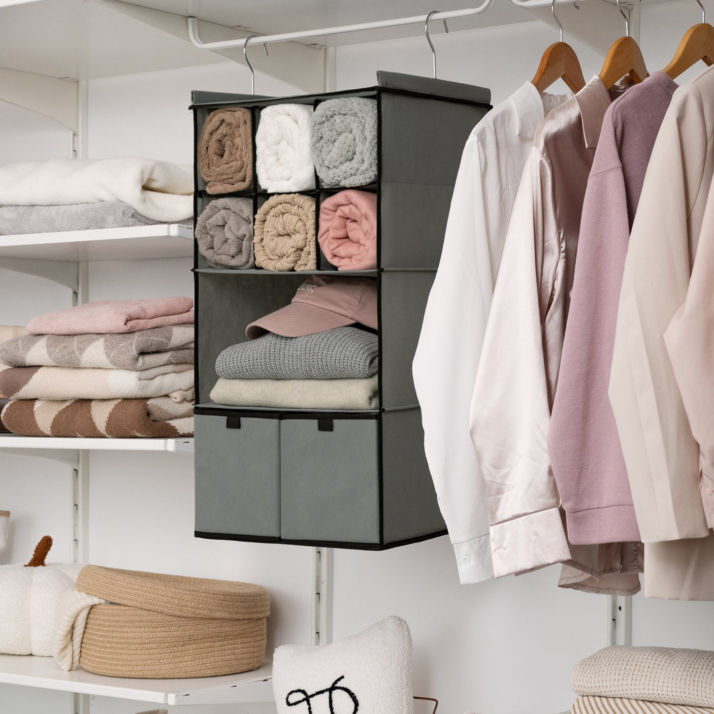 3-Shelf Hanging Storage Organizer with Drawers