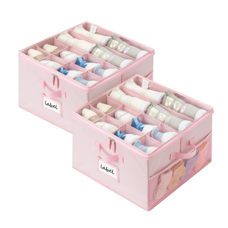 Kids Shoe Organizer, 2 Pack Fabric Storage Boxes