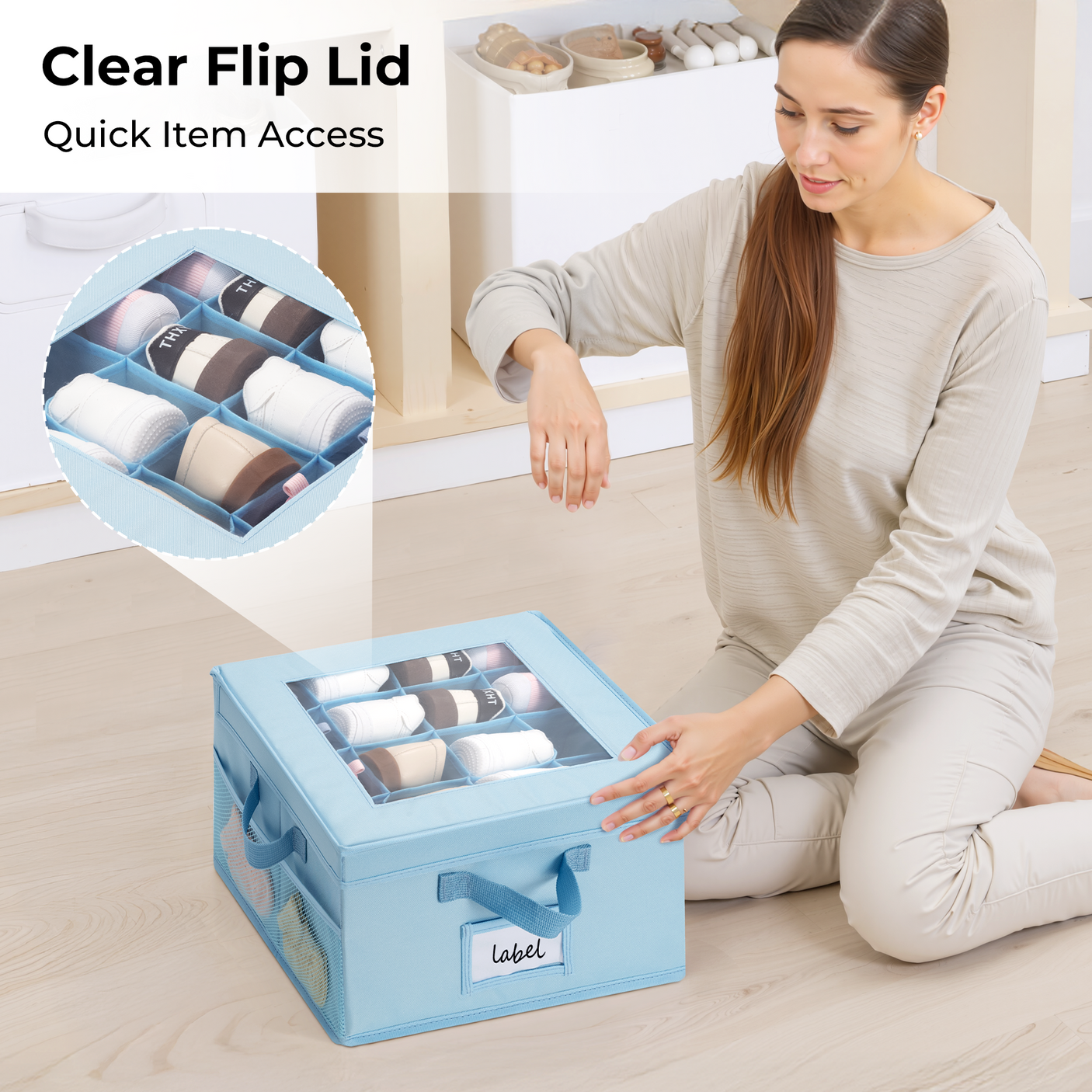 Kids Shoe Organizer, 2 Pack Fabric Storage Boxes