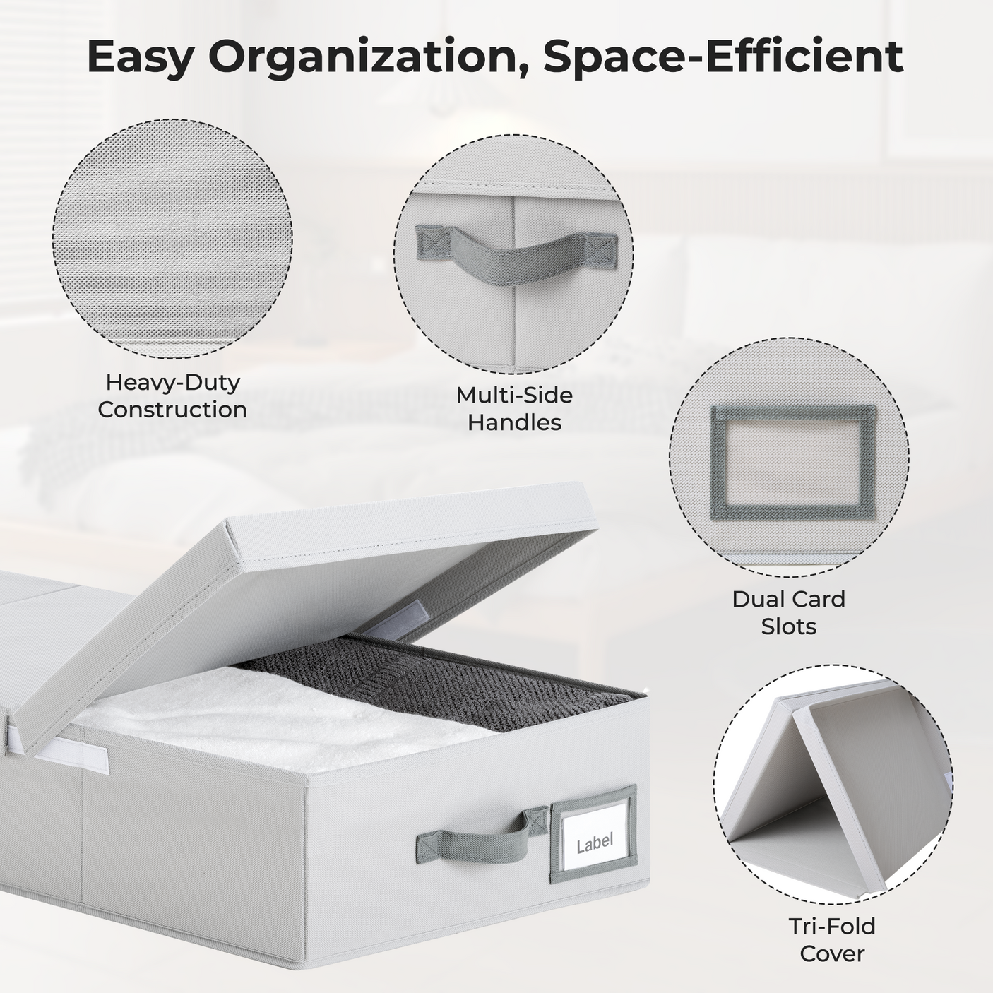 Underbed Organizer with Flid-Top Lid，2 Pack