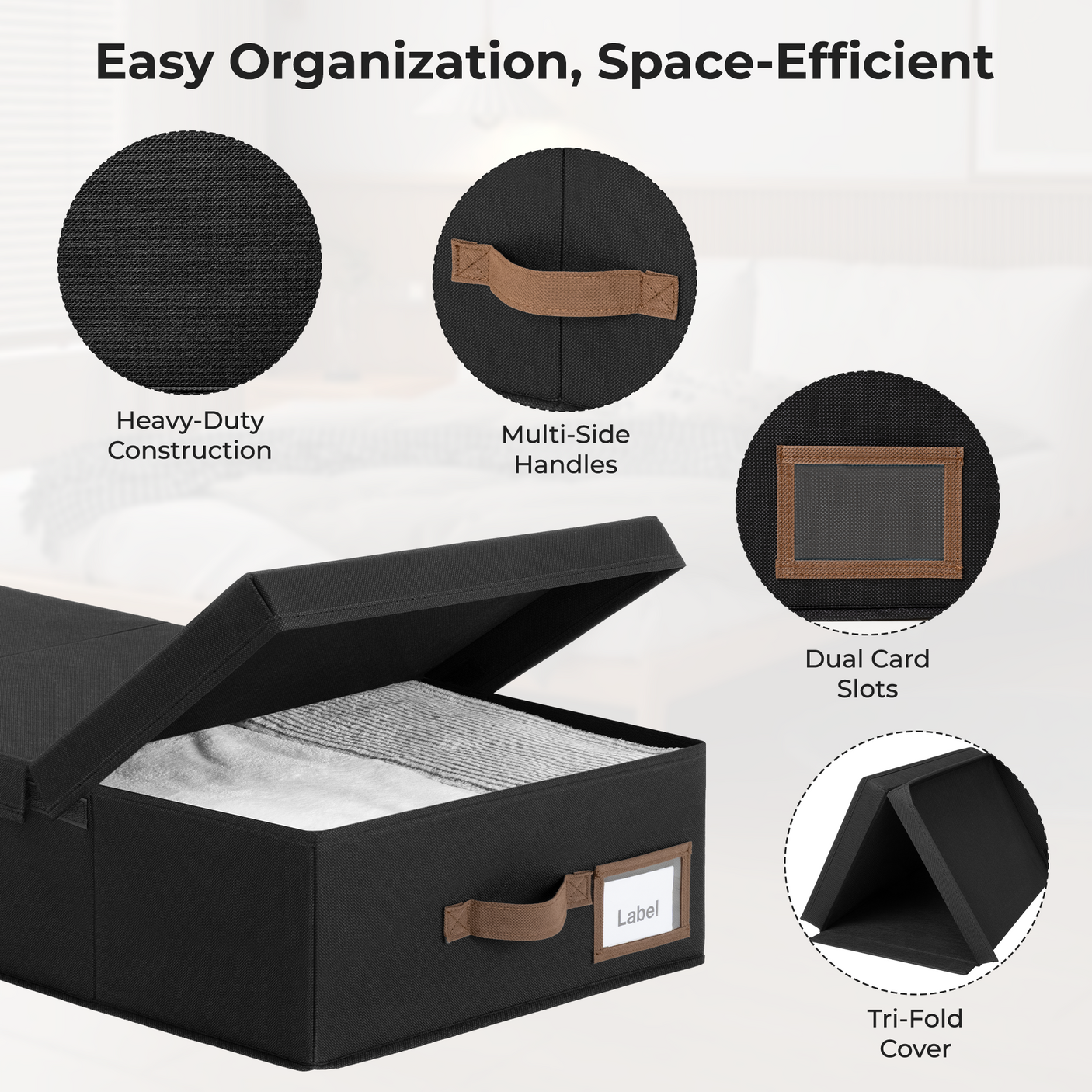 Underbed Organizer with Flid-Top Lid，2 Pack