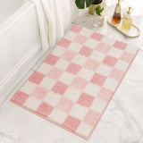 Checkered Pink Bathroom Rugs