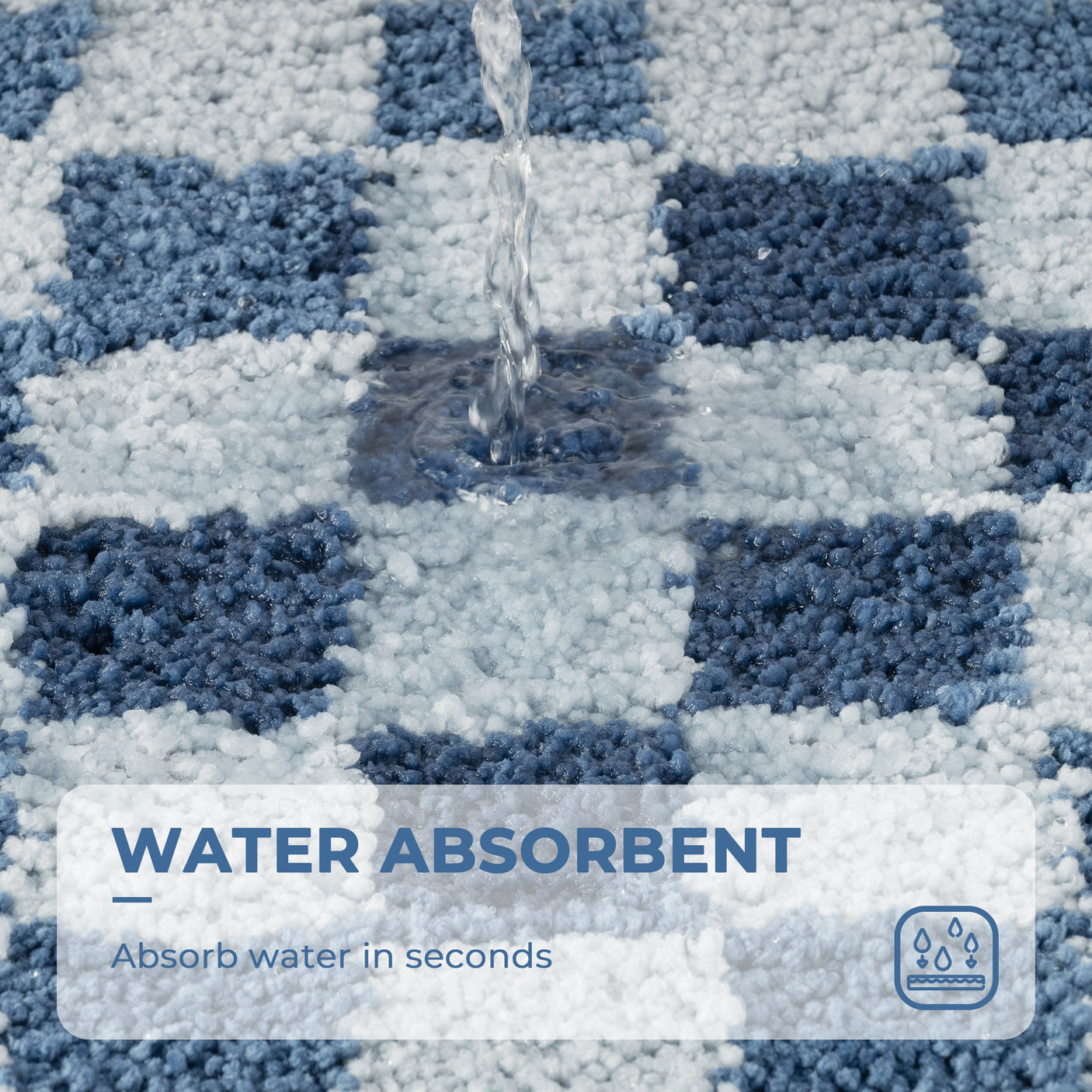 Checkered Blue Bathroom Rugs