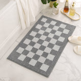 Checkered Gray Bathroom Rugs