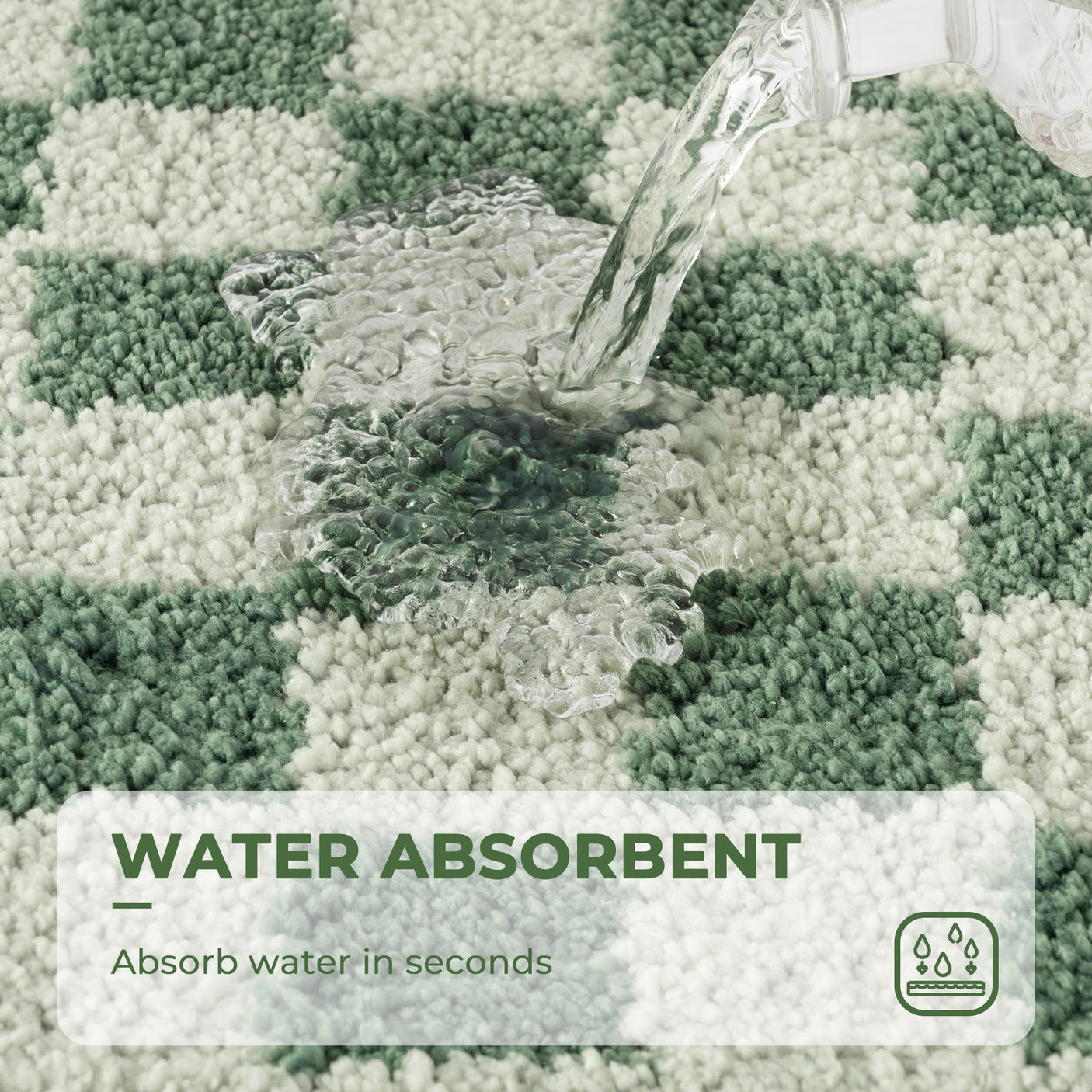 Checkered Green Bathroom Rugs