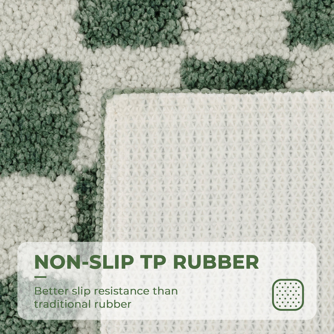 Checkered Green Bathroom Rugs