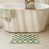 Checkered Green Bathroom Rugs