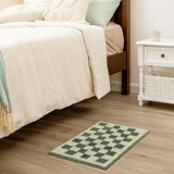 Checkered Green Bathroom Rugs