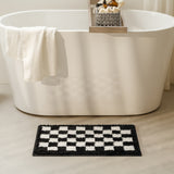 Checkered Black Bathroom Rugs