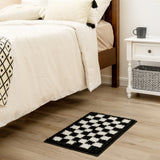 Checkered Black Bathroom Rugs