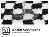 Checkered Black Bathroom Rugs