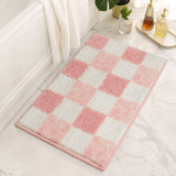 Checkered Pink Bathroom Rugs