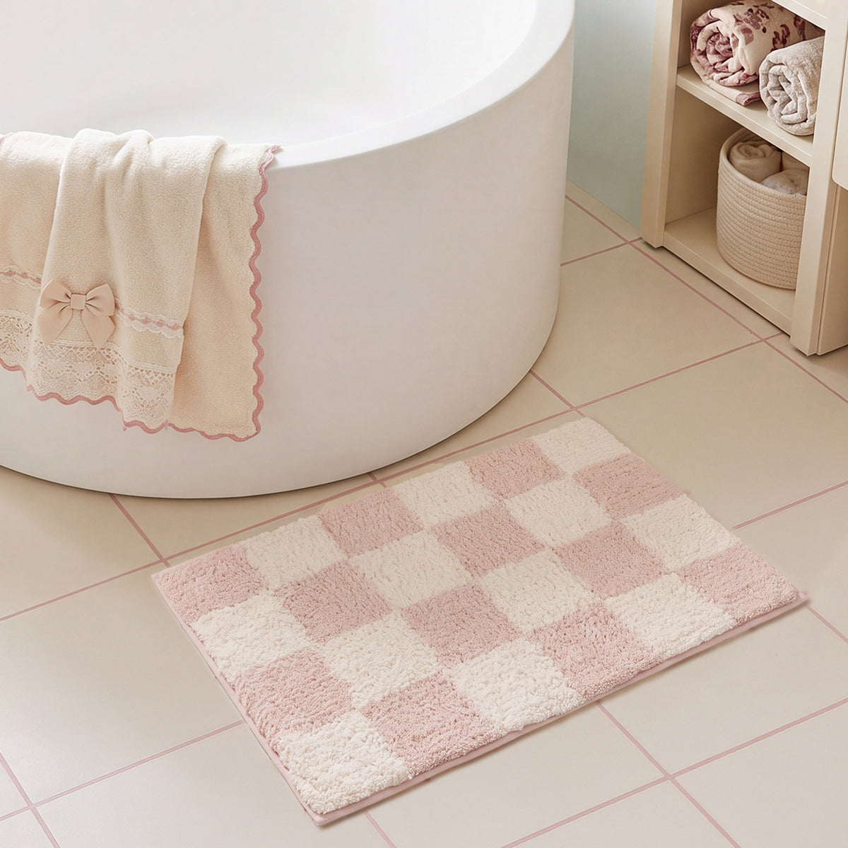 Checkered Bathroom Rugs