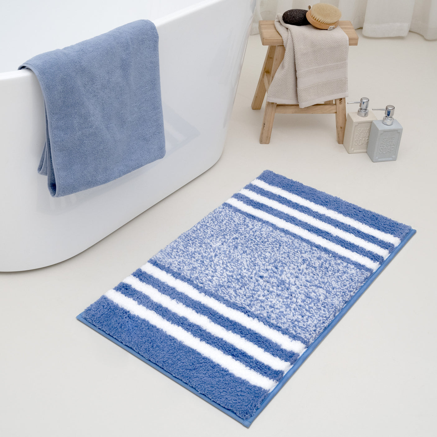 Shaggy Striped Bath Mat – Choose from 4 Colors