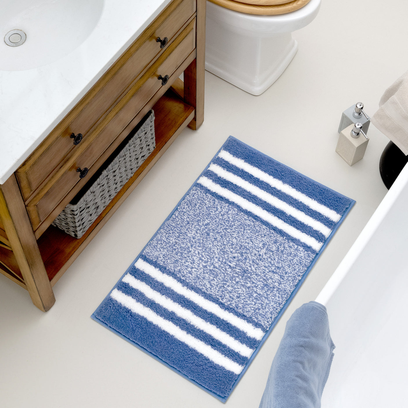 Shaggy Striped Bath Mat – Choose from 4 Colors