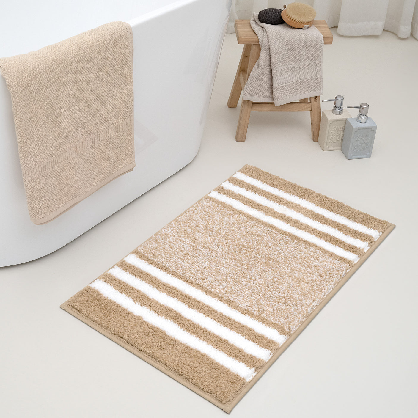 Shaggy Striped Bath Mat – Choose from 4 Colors