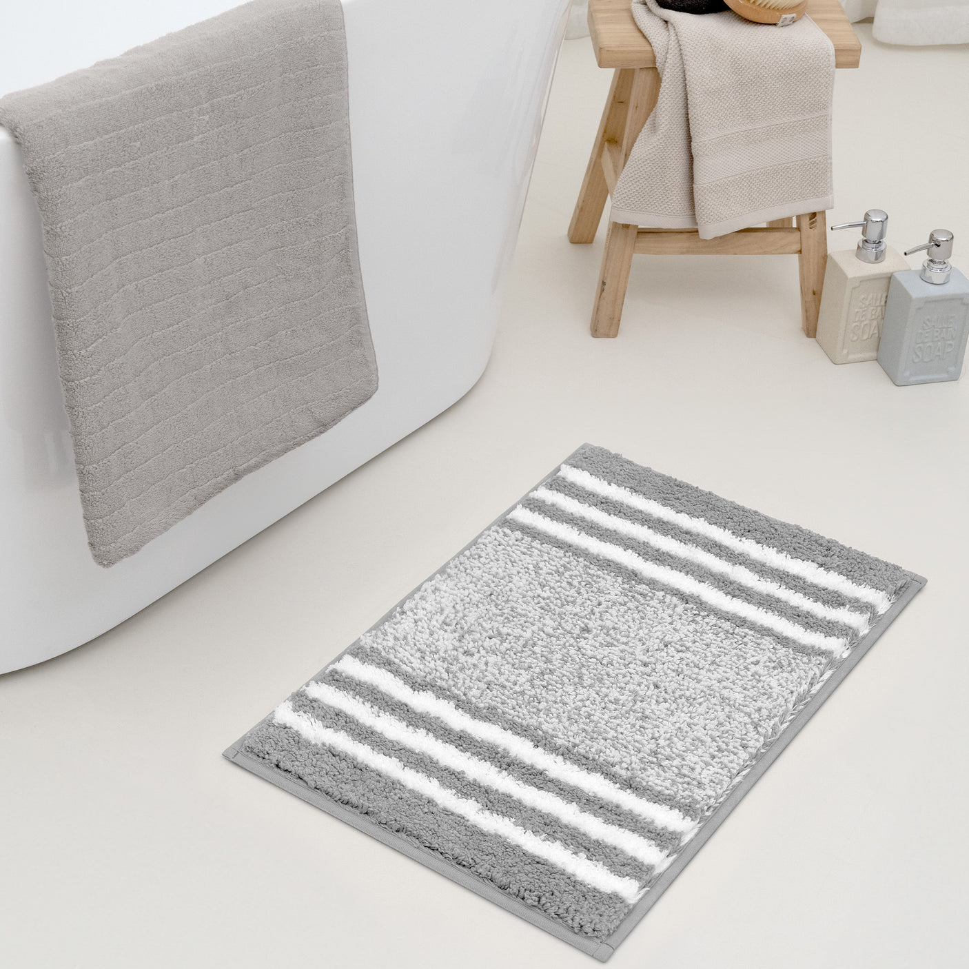 Shaggy Striped Bath Mat – Choose from 4 Colors