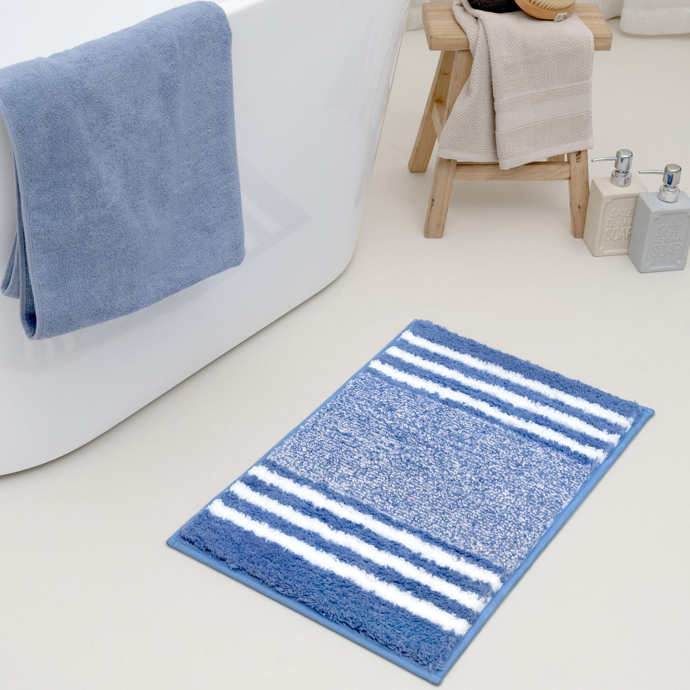 Shaggy Striped Bath Mat – Choose from 4 Colors