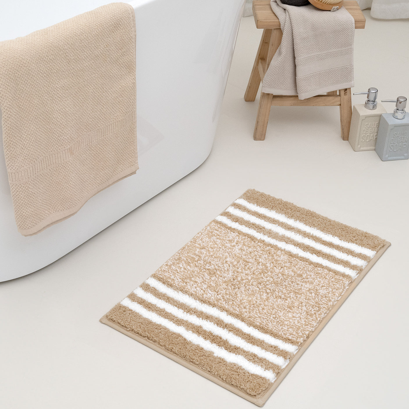 Shaggy Striped Bath Mat – Choose from 4 Colors