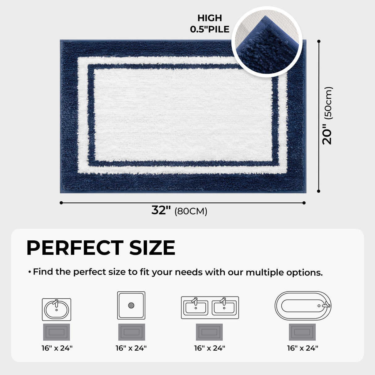 Microfiber Bath Mats - 3 color for 2 sizes