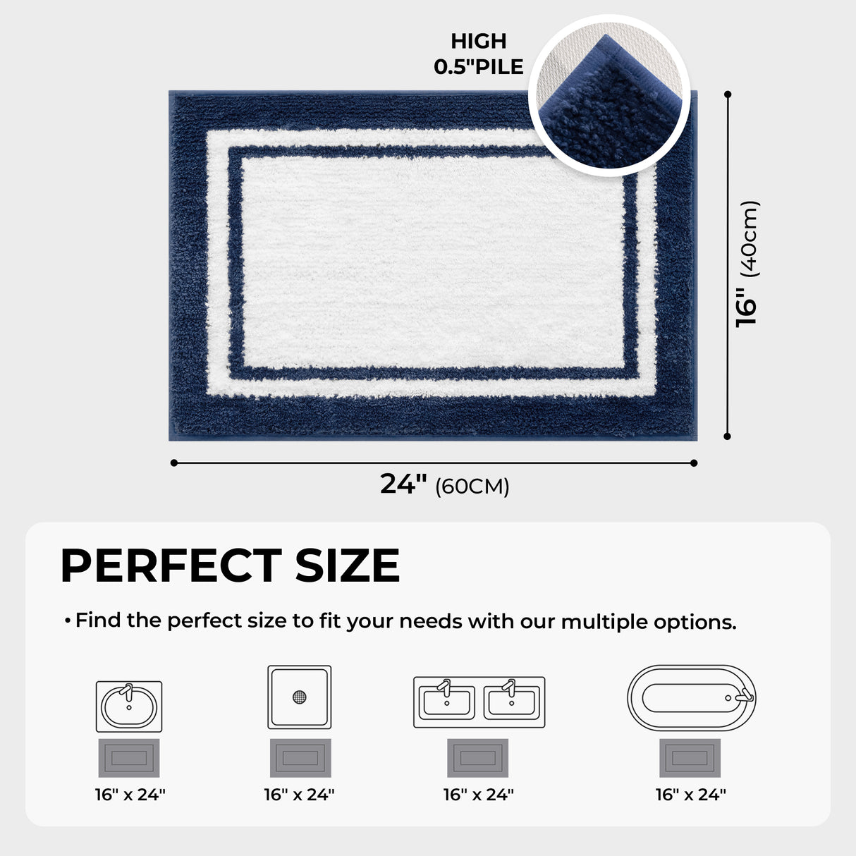 Microfiber Bath Mats - 3 color for 2 sizes