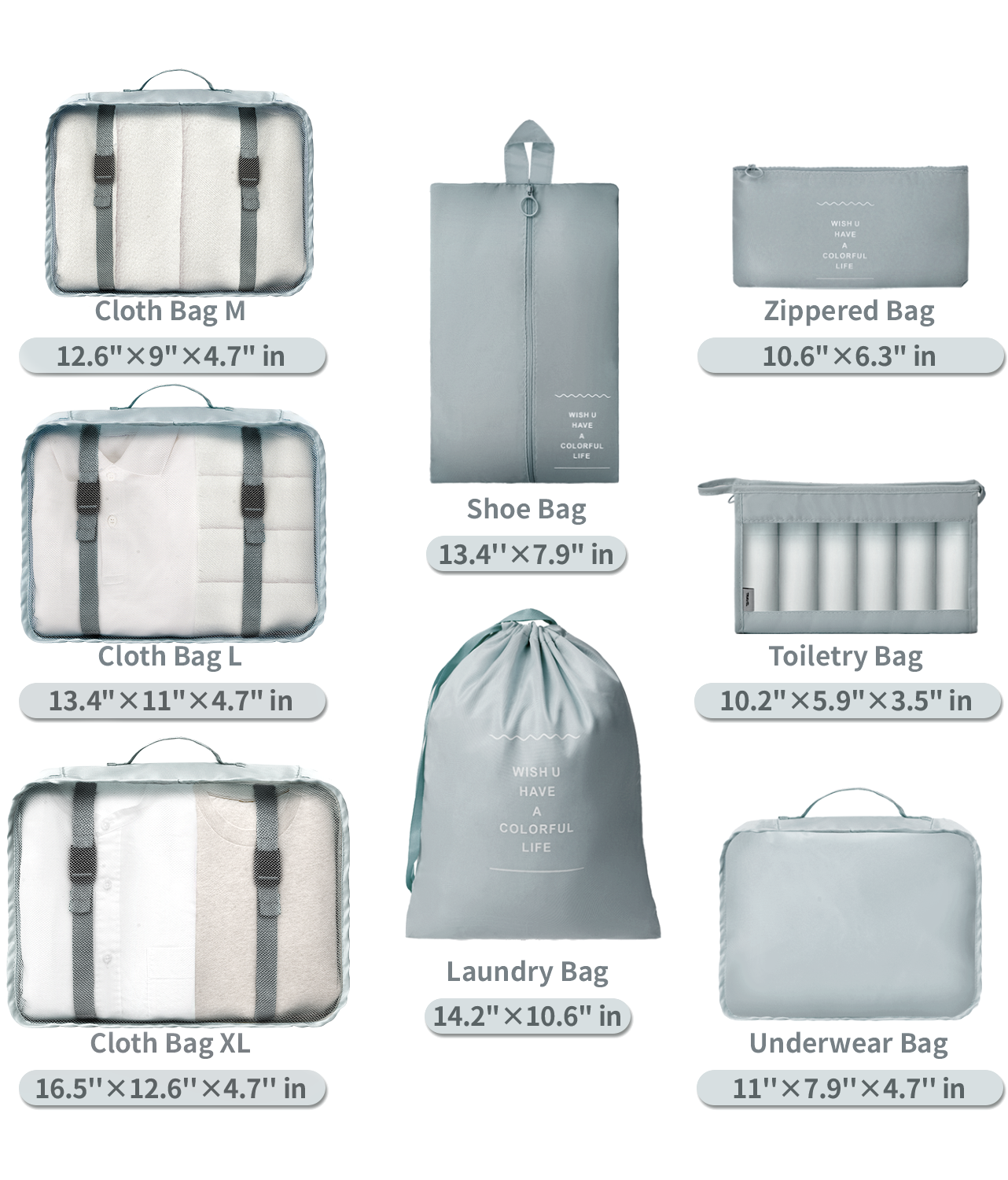 Packing Cubes, 8 in 1 Set