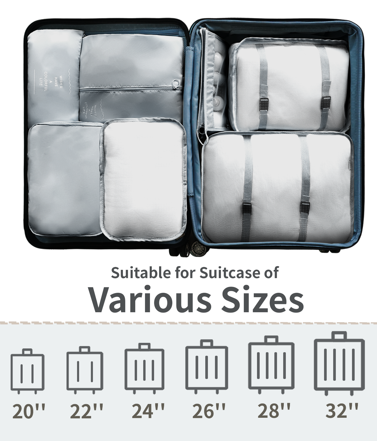 8 Set Packing Cubes for Carry on Suitcase