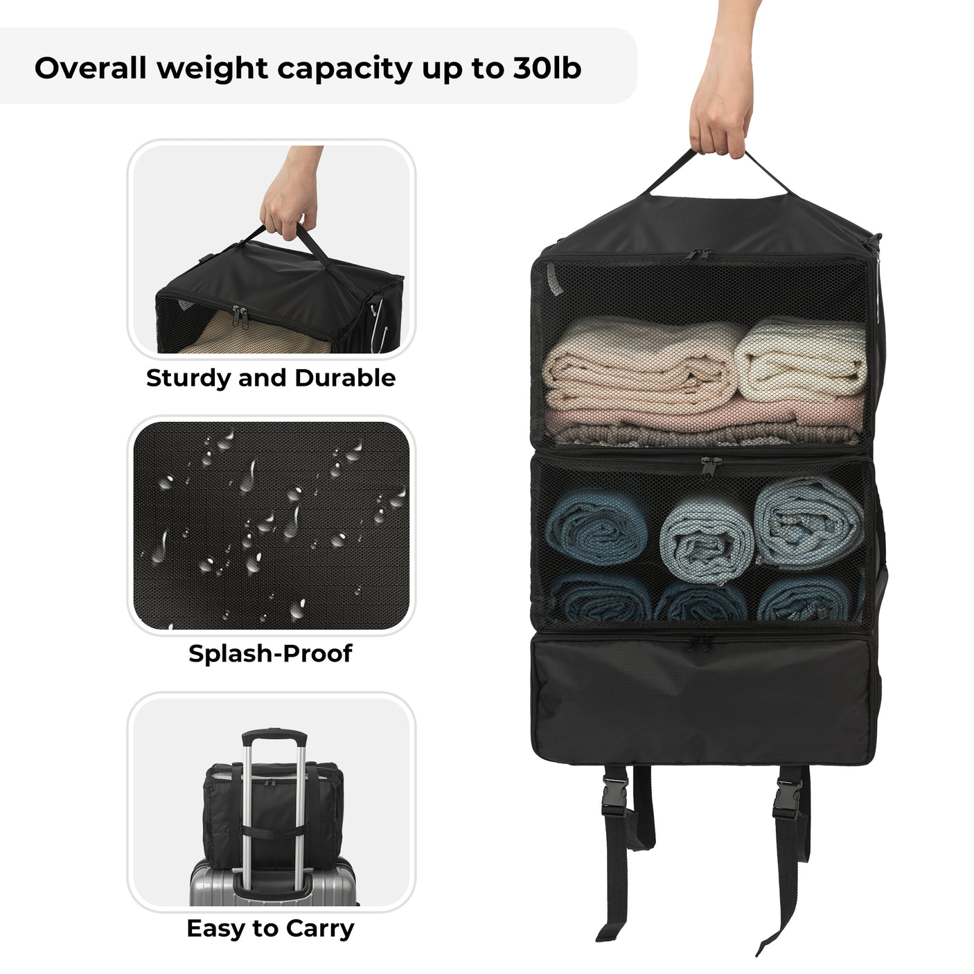 3-Shelf Portable Hanging Packing Organizer