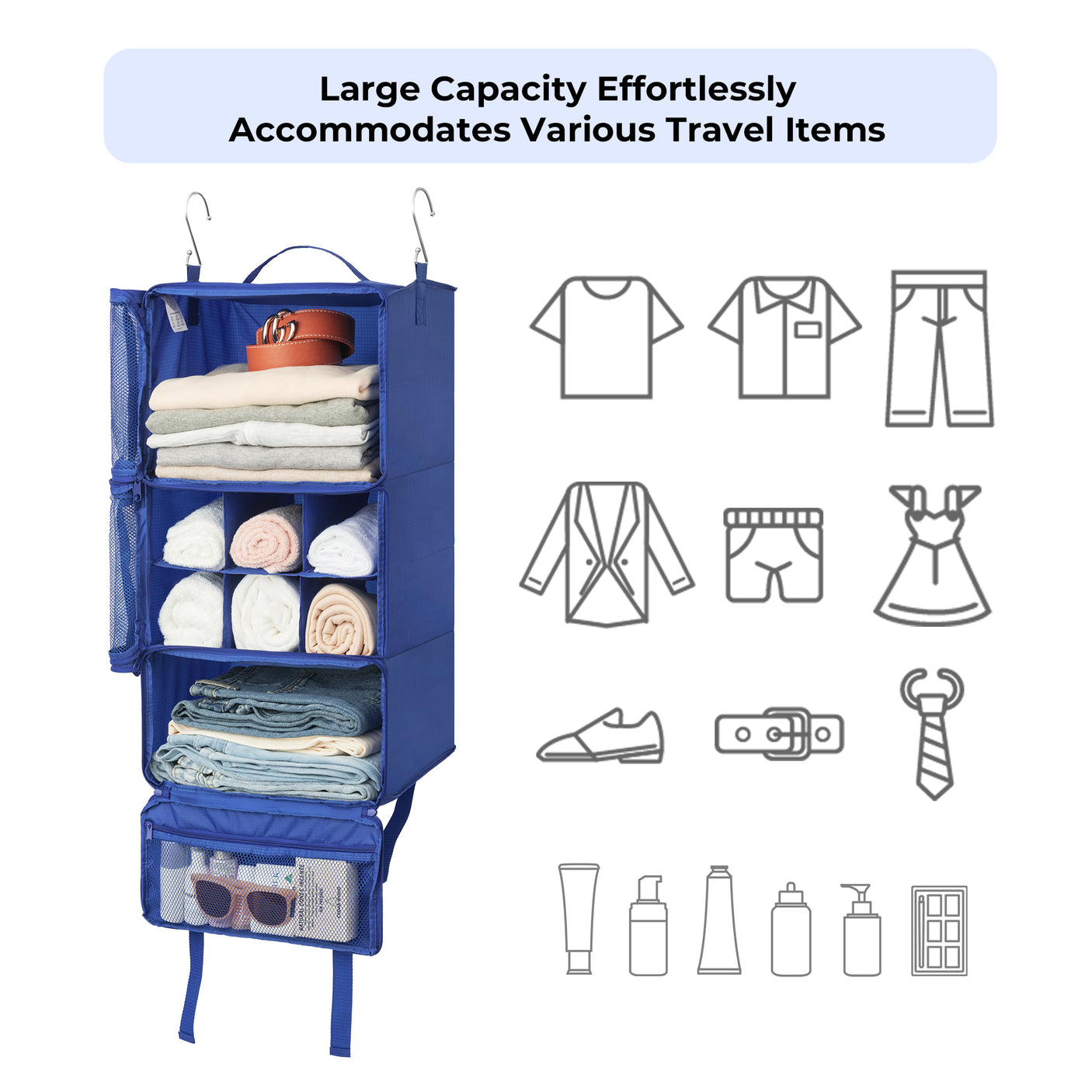 3-Shelf Portable Hanging Packing Organizer