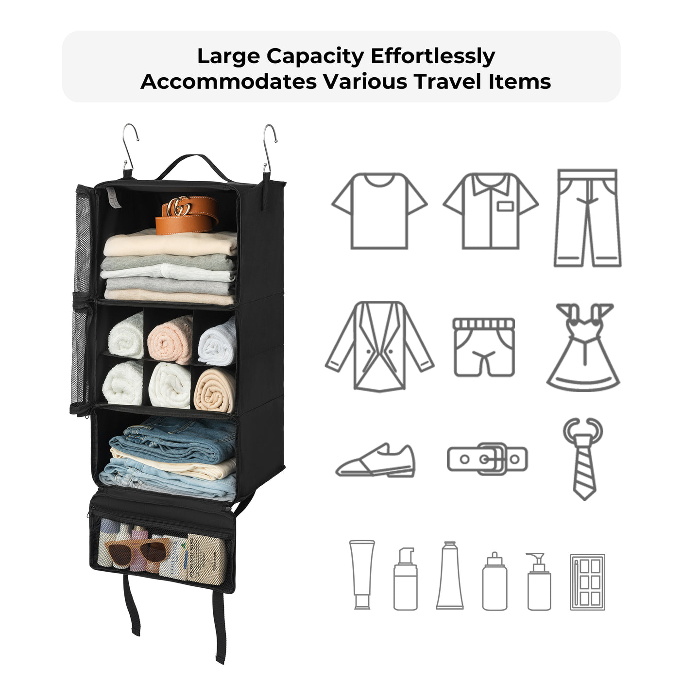 3-Shelf Portable Hanging Packing Organizer