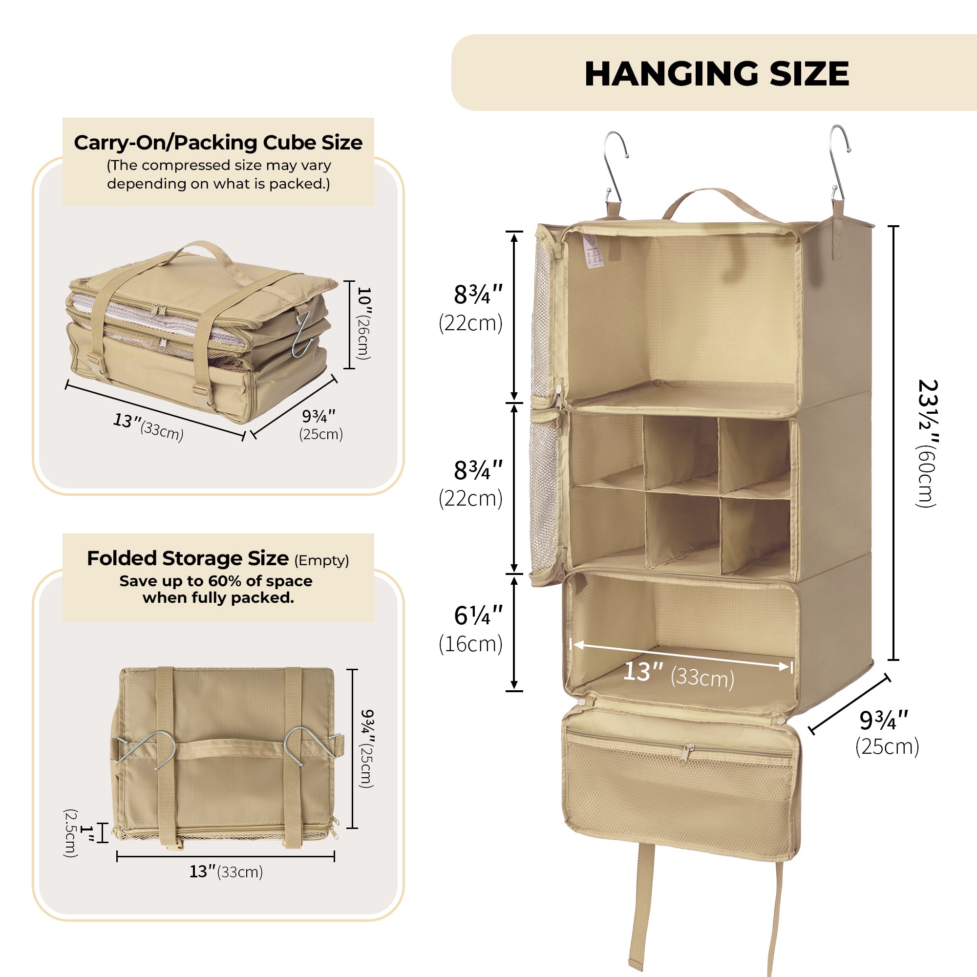 3-Shelf Portable Hanging Packing Organizer