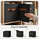 GRANNY SAYS 11" Cube Storage Bins with Faux Leather Handles, Black 6 Pack
