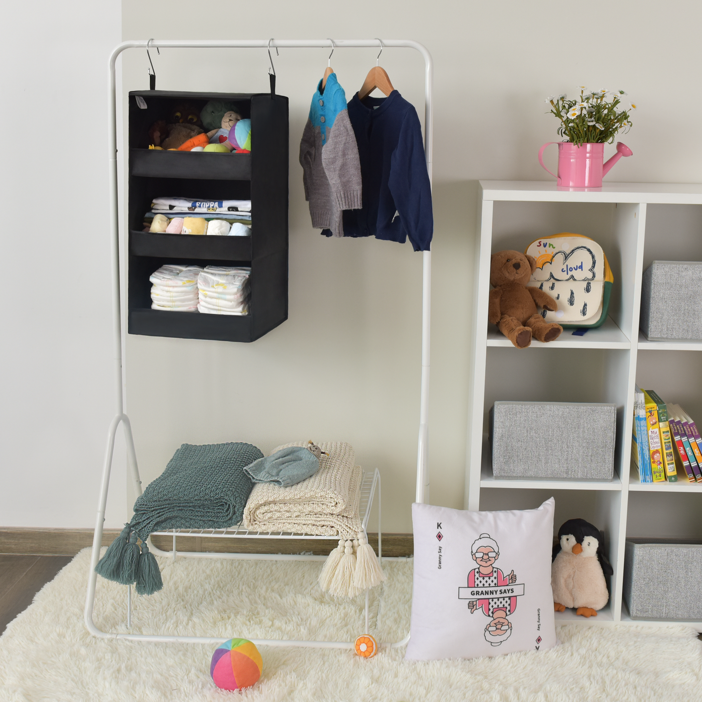 3-Shelf Collapsible Hanging Closet Organizer