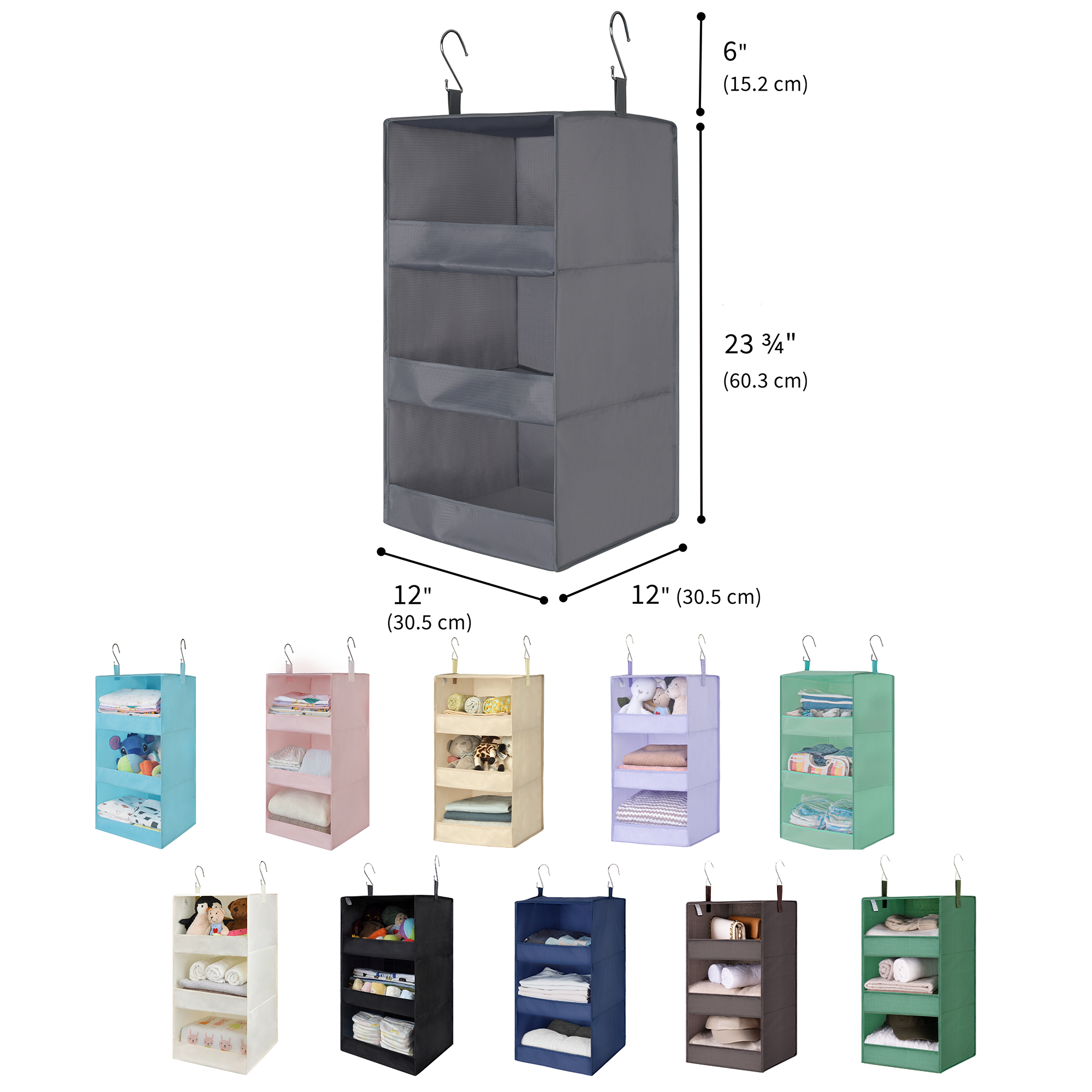 3-Shelf Collapsible Hanging Closet Organizer