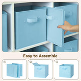 11 Inch Cube Storage Bins with Handles, 6-Pack, Blue