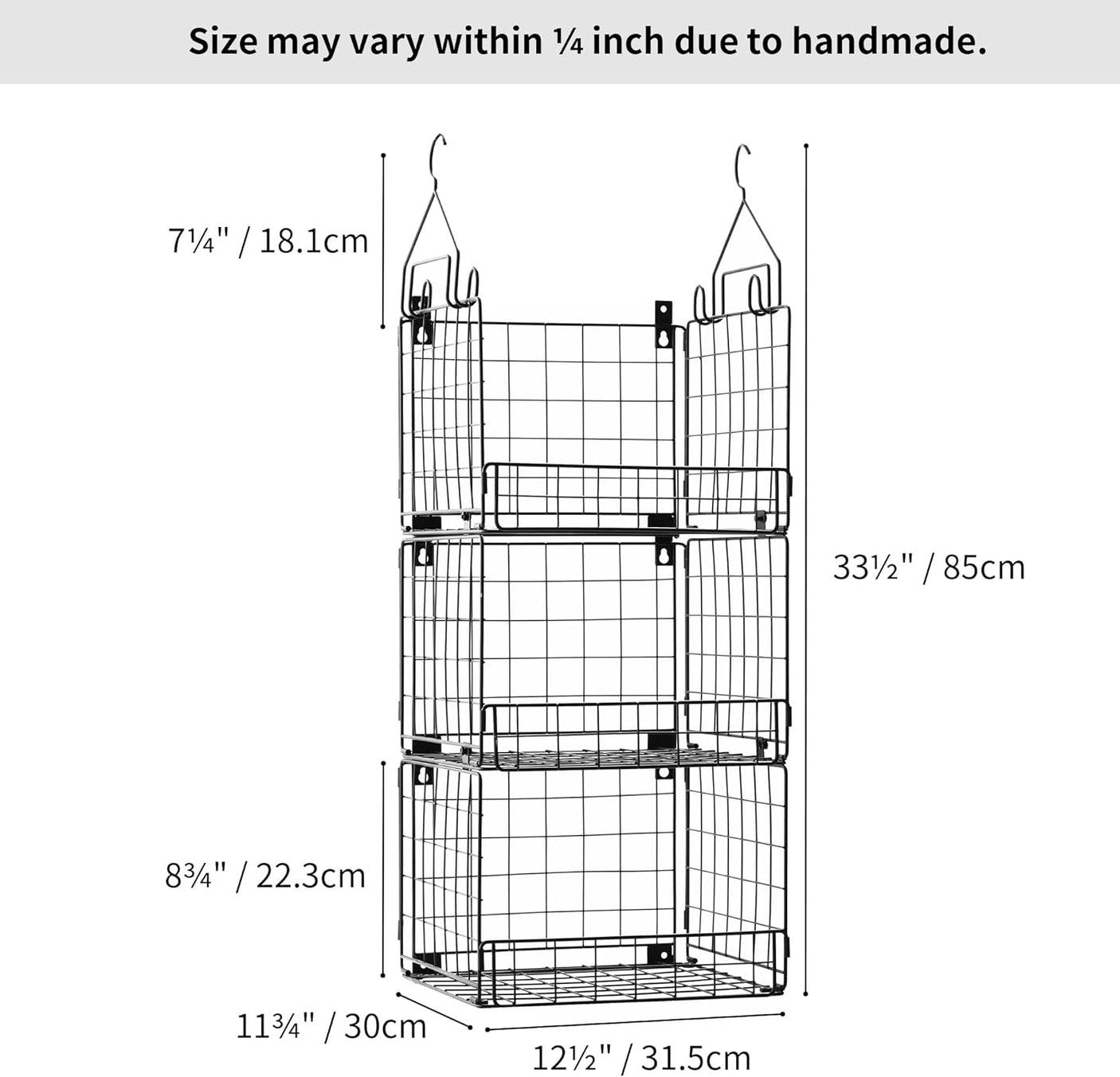 Wall Mount Wire Hanging Baskets with Wheels and Hangers